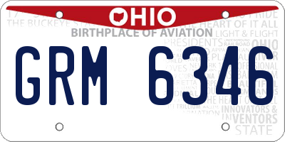 OH license plate GRM6346