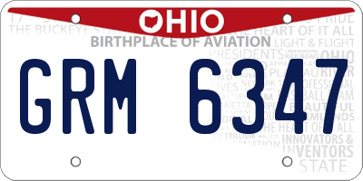 OH license plate GRM6347