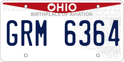 OH license plate GRM6364
