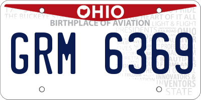 OH license plate GRM6369