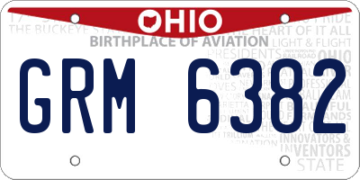 OH license plate GRM6382