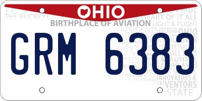 OH license plate GRM6383