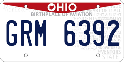 OH license plate GRM6392
