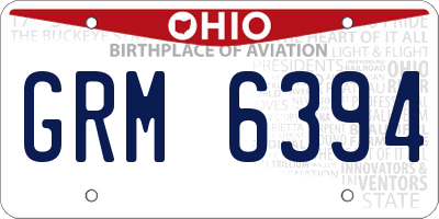 OH license plate GRM6394