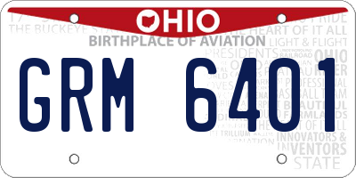OH license plate GRM6401