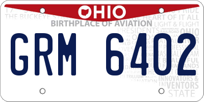 OH license plate GRM6402