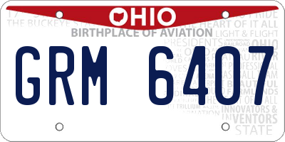 OH license plate GRM6407