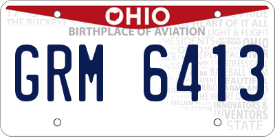 OH license plate GRM6413