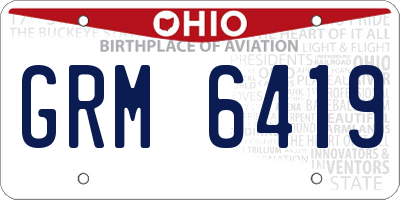 OH license plate GRM6419
