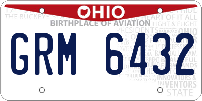 OH license plate GRM6432