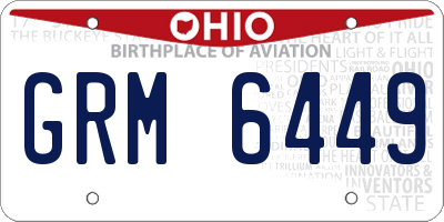 OH license plate GRM6449