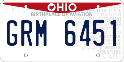 OH license plate GRM6451