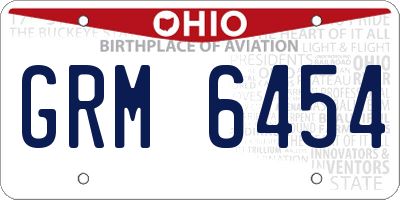 OH license plate GRM6454