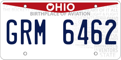 OH license plate GRM6462