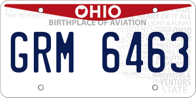 OH license plate GRM6463
