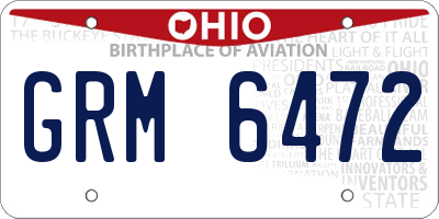 OH license plate GRM6472