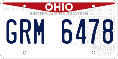 OH license plate GRM6478