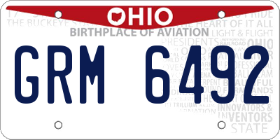 OH license plate GRM6492