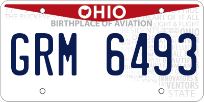 OH license plate GRM6493