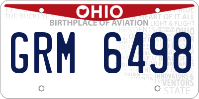 OH license plate GRM6498