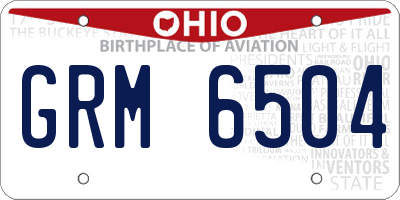 OH license plate GRM6504