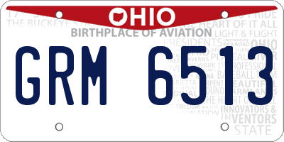 OH license plate GRM6513