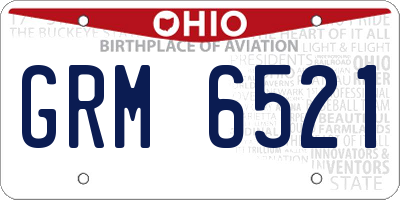 OH license plate GRM6521