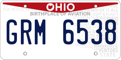 OH license plate GRM6538
