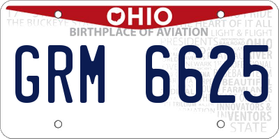 OH license plate GRM6625