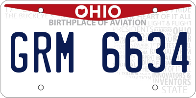 OH license plate GRM6634