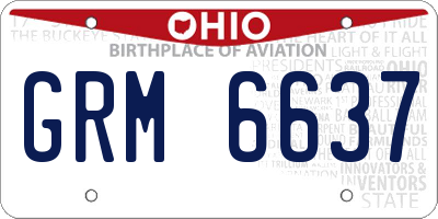 OH license plate GRM6637