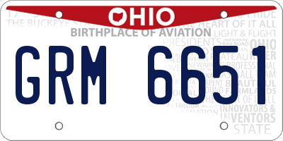 OH license plate GRM6651
