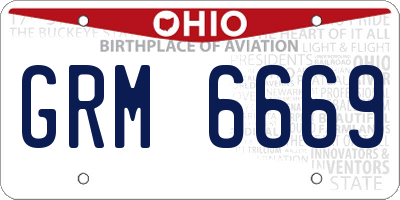 OH license plate GRM6669
