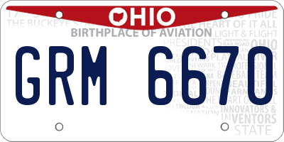OH license plate GRM6670