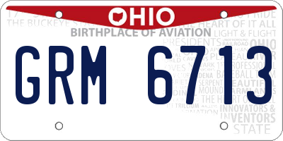 OH license plate GRM6713