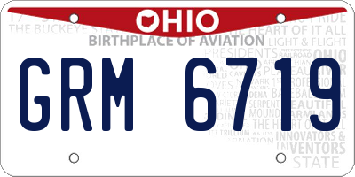OH license plate GRM6719
