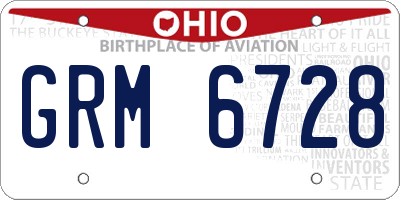 OH license plate GRM6728