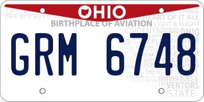 OH license plate GRM6748
