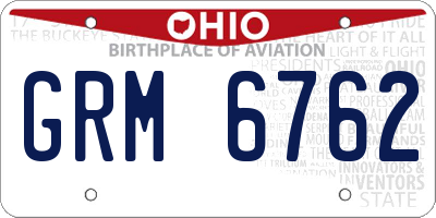 OH license plate GRM6762