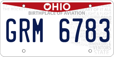 OH license plate GRM6783