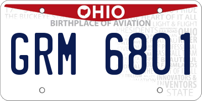 OH license plate GRM6801
