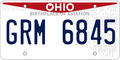 OH license plate GRM6845