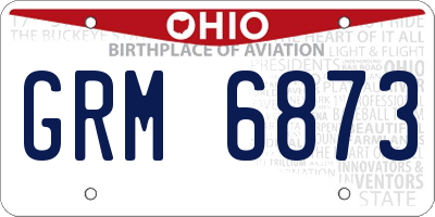 OH license plate GRM6873