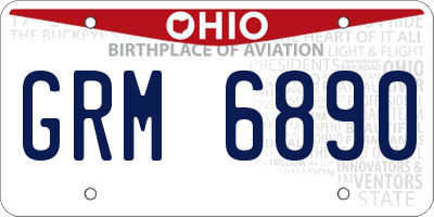 OH license plate GRM6890