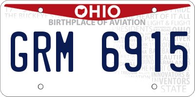 OH license plate GRM6915