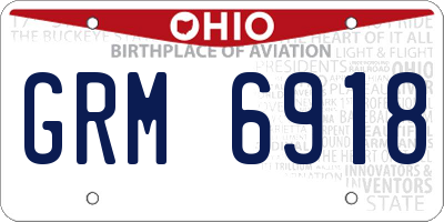 OH license plate GRM6918