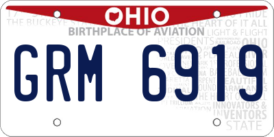 OH license plate GRM6919