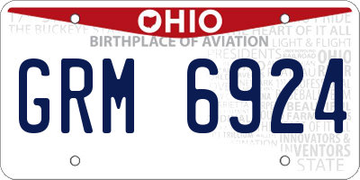 OH license plate GRM6924
