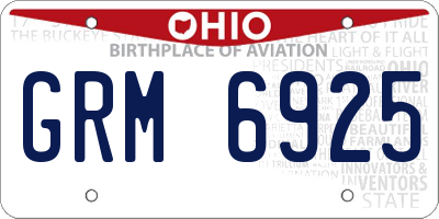 OH license plate GRM6925