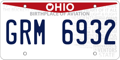 OH license plate GRM6932
